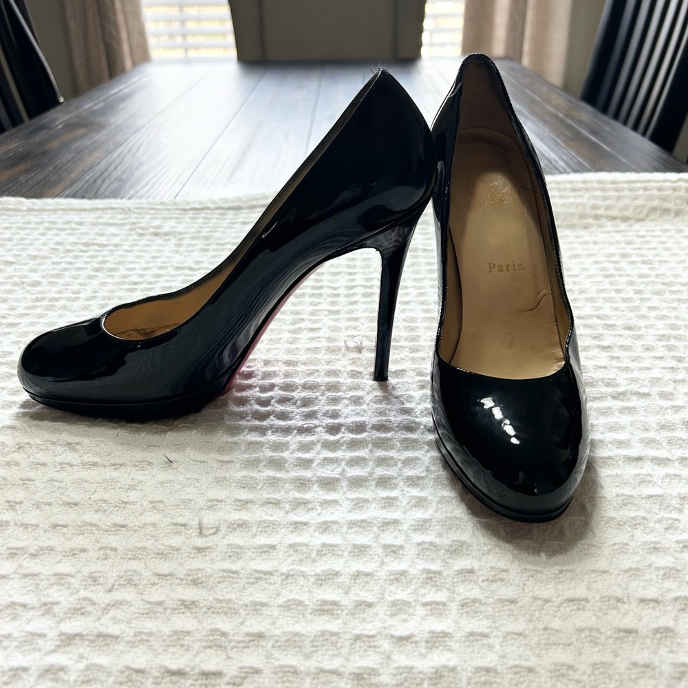 Christian Louboutin Black Patent Pointed Toe Pumps